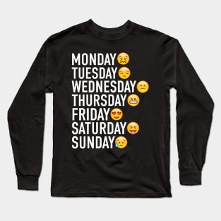 Days of the Week Expressed Through Emojis (White) Long Sleeve T-Shirt